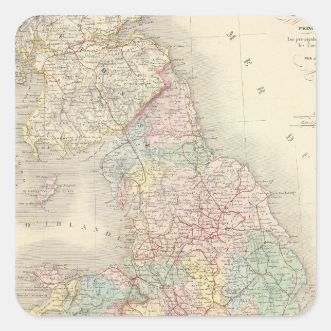 Pegatina Cuadrada Inglaterra, Gales 3 (Anverso)