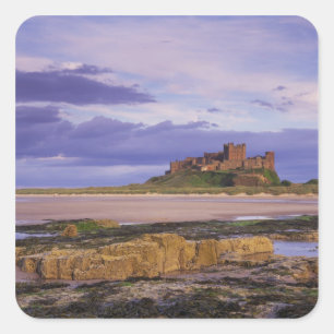 Pegatina Cuadrada Inglaterra, Northumberland, Castillo de Bamburgh