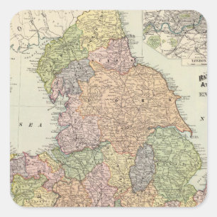 Pegatina Cuadrada Inglaterra, País de Gales 2