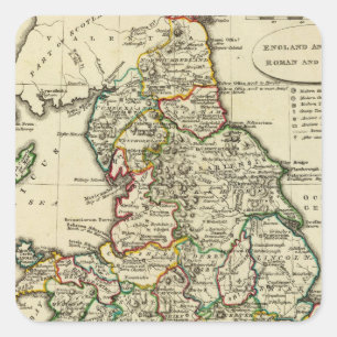 Pegatina Cuadrada Inglaterra, País de Gales romano, moderna