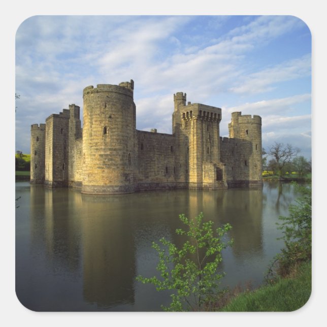 Pegatina Cuadrada Inglaterra, Sussex, Castillo Bodiam (Anverso)