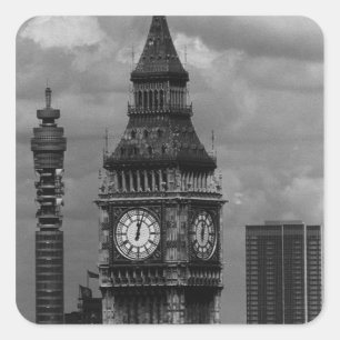 Pegatina Cuadrada Inglaterra vintage torre de la oficina de correos