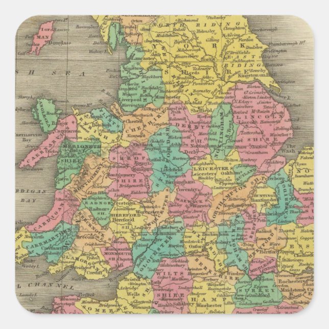 Pegatina Cuadrada Inglaterra Y Gales (Anverso)