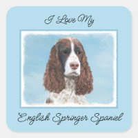 Inglés Springer Spaniel Pintura Original Perro Art