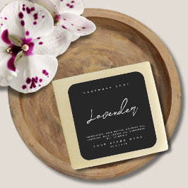 Pegatina Cuadrada Ingredientes de jabón artesanal moderno negro