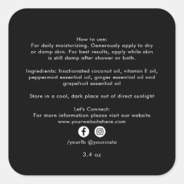 Pegatina Cuadrada Ingredientes de Productos de Belleza de Negocio Or