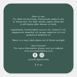 Pegatina Cuadrada Ingredientes de productos de belleza empresarial e