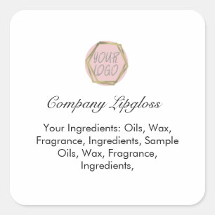 Pegatina Cuadrada Ingredientes simples de brillo de labios Empresa d