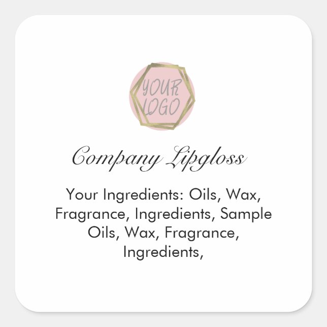 Pegatina Cuadrada Ingredientes simples de brillo de labios Empresa d (Anverso)