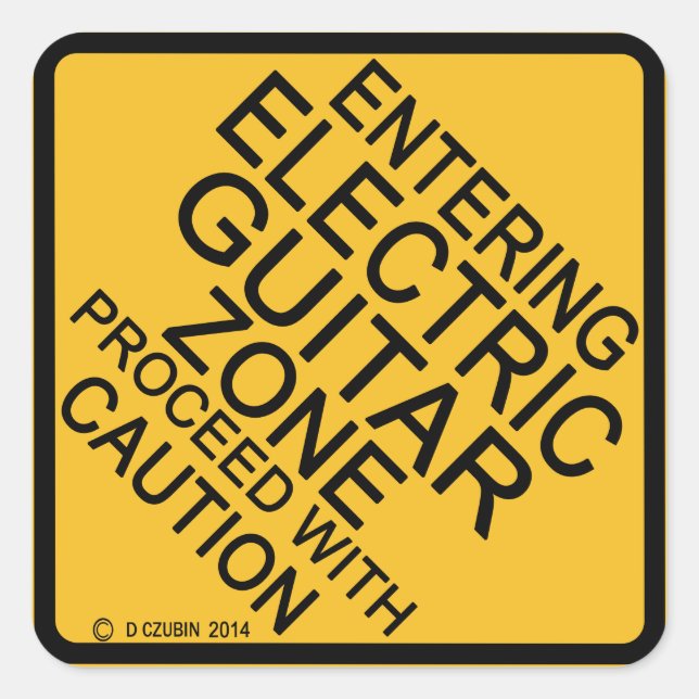 Pegatina Cuadrada Ingresando a una zona de guitarra eléctrica (Anverso)