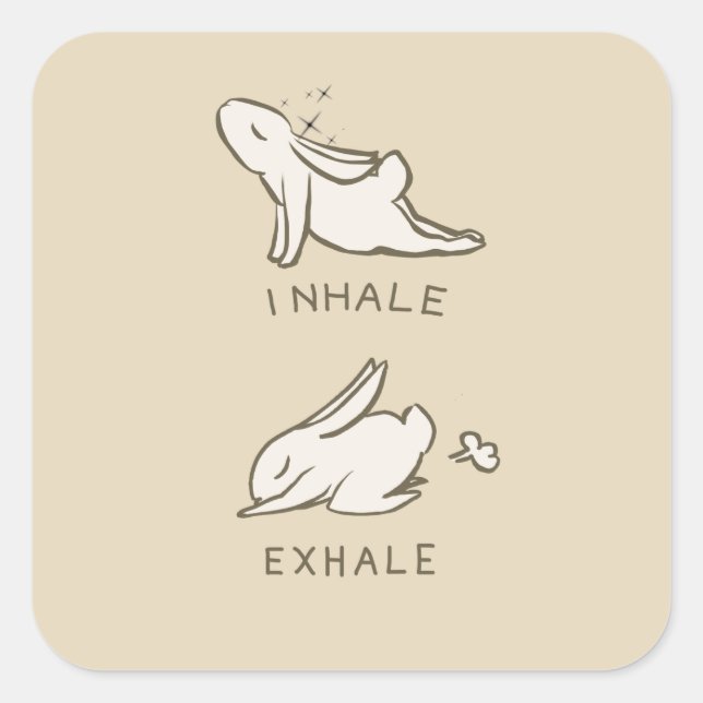 Pegatina Cuadrada Inhale and exhale bunny (Anverso)