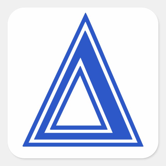 Pegatina Cuadrada Inicial azul del monograma del delta griego de la (Anverso)