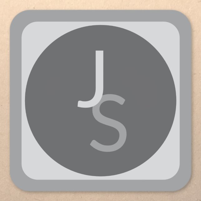 Pegatina Cuadrada Iniciales monogramadas modernas superpuestas | Gri (Subido por el creador)