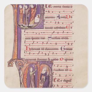 Pegatina Cuadrada Iniciales 'P de Historiated