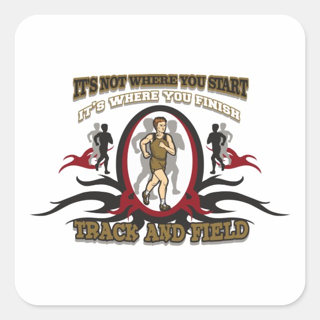 Pegatina Cuadrada Inicio de pista y campo (Anverso)