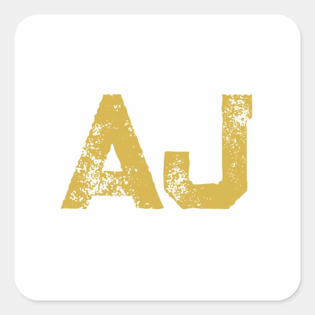 Pegatina Cuadrada Initial Letters Monogram Gold Color Plain Simple (Anverso)