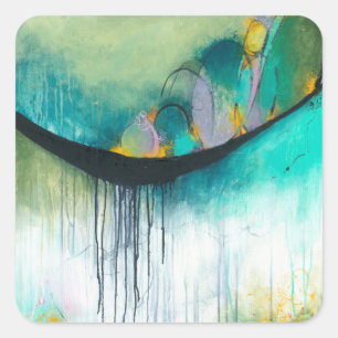 Pegatina Cuadrada Inmersión - Arte de expresionismo abstracto cuadra