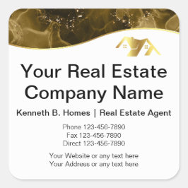 Pegatina Cuadrada Inmobiliaria. Estructura. Oro negro