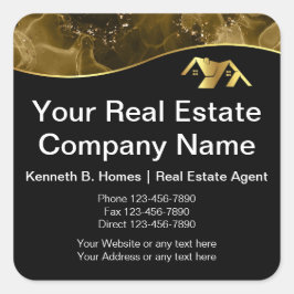 Pegatina Cuadrada Inmobiliaria. Estructura. Oro negro