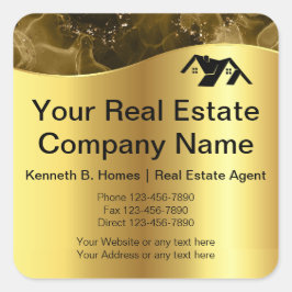 Pegatina Cuadrada Inmobiliaria. Estructura. Oro negro
