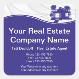 Pegatina Cuadrada Inmobiliaria. Estructura. Plata azul