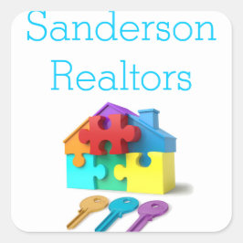Pegatina Cuadrada Inmobiliaria, House and Keys, Realtor, agente inmo