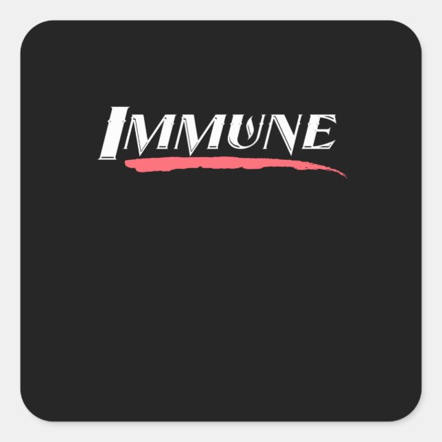 Pegatina Cuadrada Inmune Al Virus Corona (Anverso)
