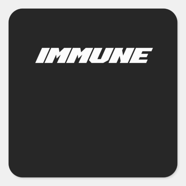 Pegatina Cuadrada Inmune Al Virus Corona (Anverso)