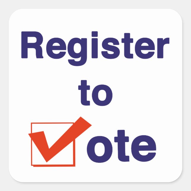 Pegatina Cuadrada Inscríbase Para Votar 2026 (Anverso)