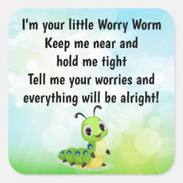 Pegatina Cuadrada Insertar tarjeta de poema Worm