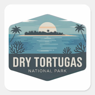 Pegatina Cuadrada Insignia de la Isla del Parque Nacional Dry Tortug