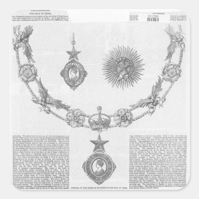 Pegatina Cuadrada Insignia de la Orden del Rey (Anverso)