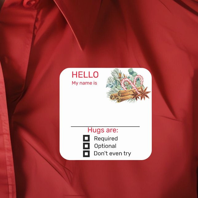 Pegatina Cuadrada Insígnia de nombre de fiesta divertida de Navidad (Subido por el creador)