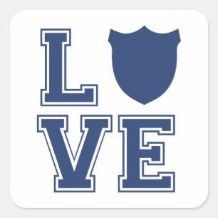 Pegatina Cuadrada Insignia de oficial de policía - L O V E