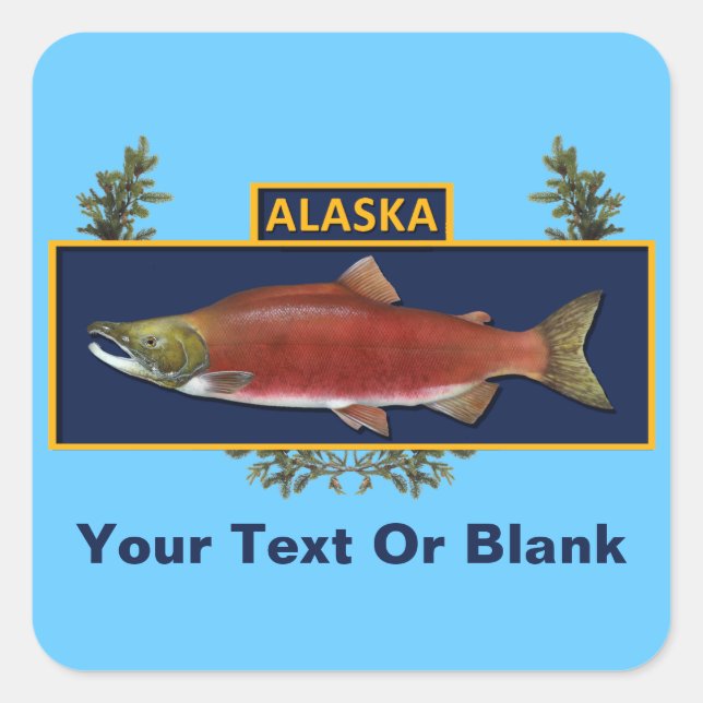 Pegatina Cuadrada Insignia de pescador de combate Alaska (Anverso)