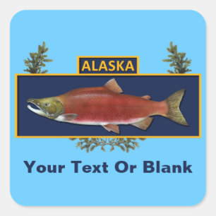 Pegatina Cuadrada Insignia de pescador de combate Alaska