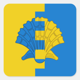 Pegatina Cuadrada Insignia de población de los rompeolas de SCA