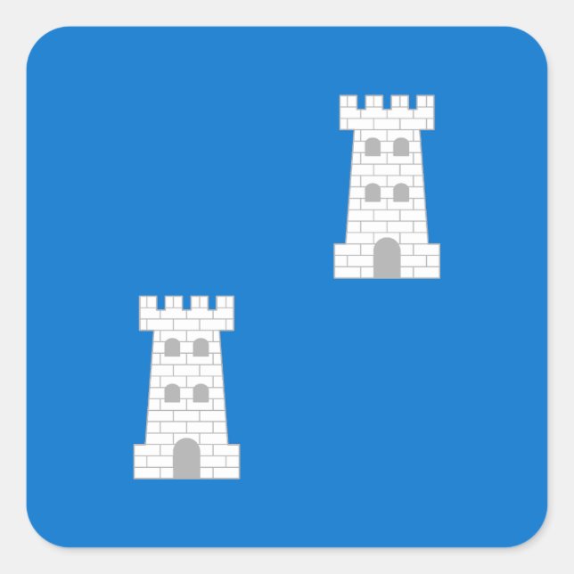 Pegatina Cuadrada Insignia de población de torres de SCA (Anverso)