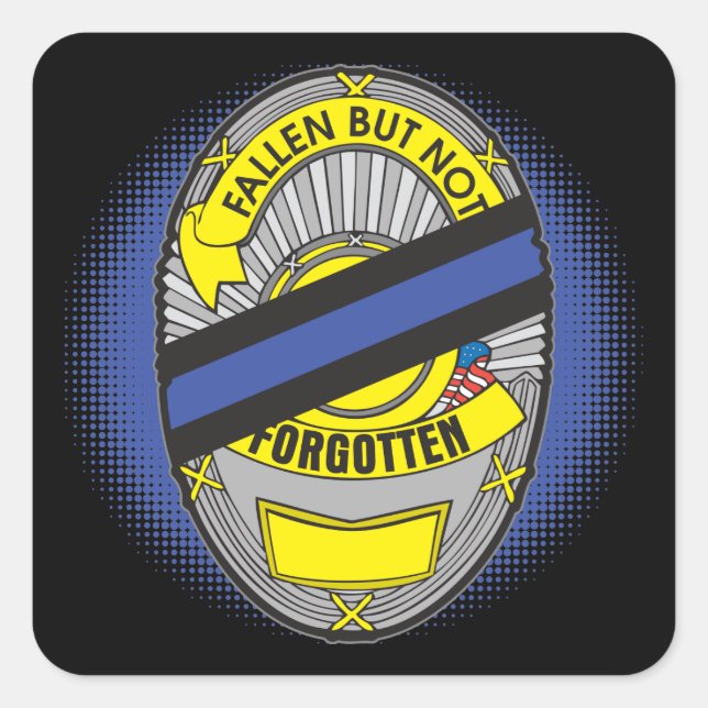 Pegatina Cuadrada Insignia delgada de la línea azul (Anverso)