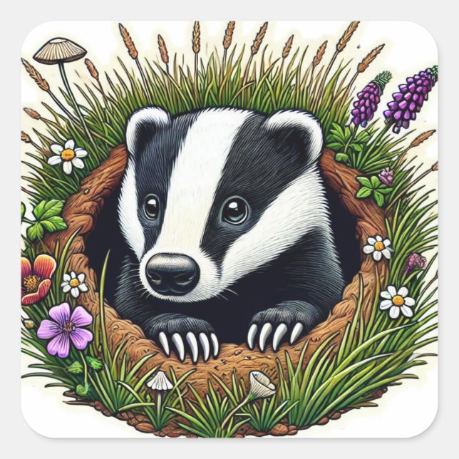 Pegatina Cuadrada Insignia europea marrón a rayas (Anverso)