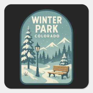 Pegatina Cuadrada Insignia nevada de Winter Park Colorado