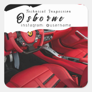 Pegatina Cuadrada Inspección técnica Ajuste de la plaza de reparació