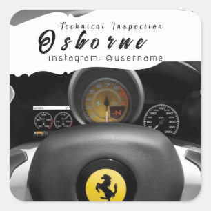 Pegatina Cuadrada Inspección técnica Ajuste de la plaza de reparació