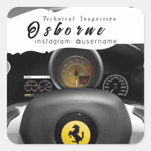 Pegatina Cuadrada Inspección técnica Ajuste de la plaza de reparació (Anverso)