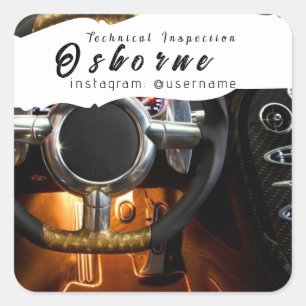 Pegatina Cuadrada Inspección técnica Reparación del alquiler de coch