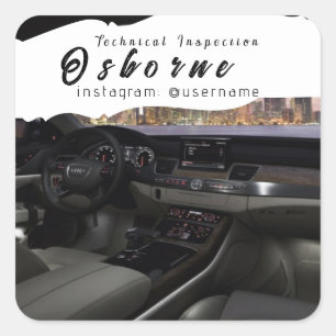 Pegatina Cuadrada Inspección técnica Reparación del alquiler de coch