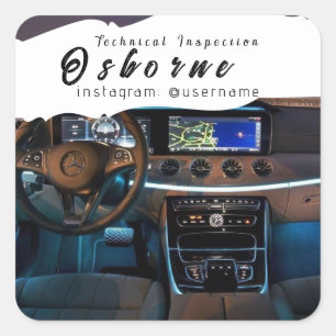 Pegatina Cuadrada Inspección técnica Reparación del alquiler de coch