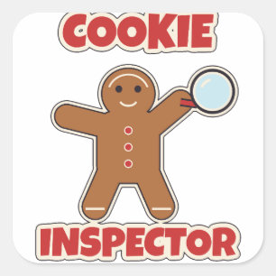 Pegatina Cuadrada Inspector de Galletas Pan de Jengibre Navidad Horn
