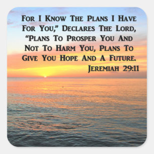 PEGATINA CUADRADA INSPIRACIÓN DE JEREMIAH 29:11