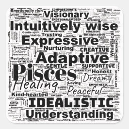 Pegatina Cuadrada Inspiración de zodiac de Word Pisces
